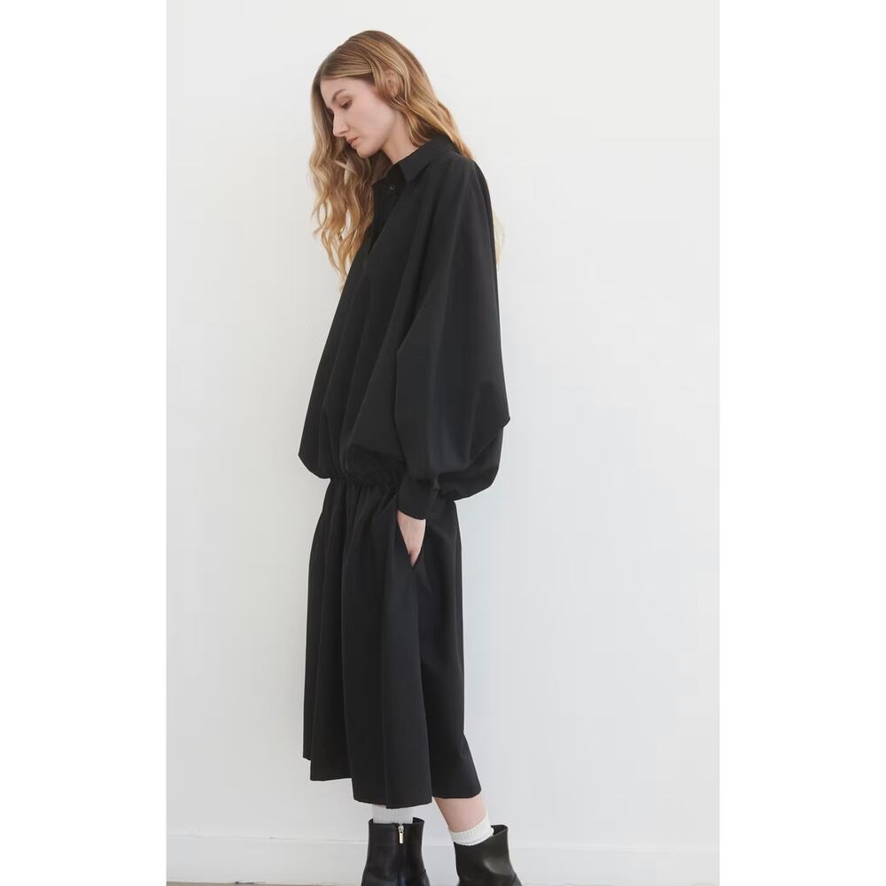 B16 Mossi Wool Batwing Blouson Midi Dress 8 Oversized Neutral Street Punk - Picture 2 of 12